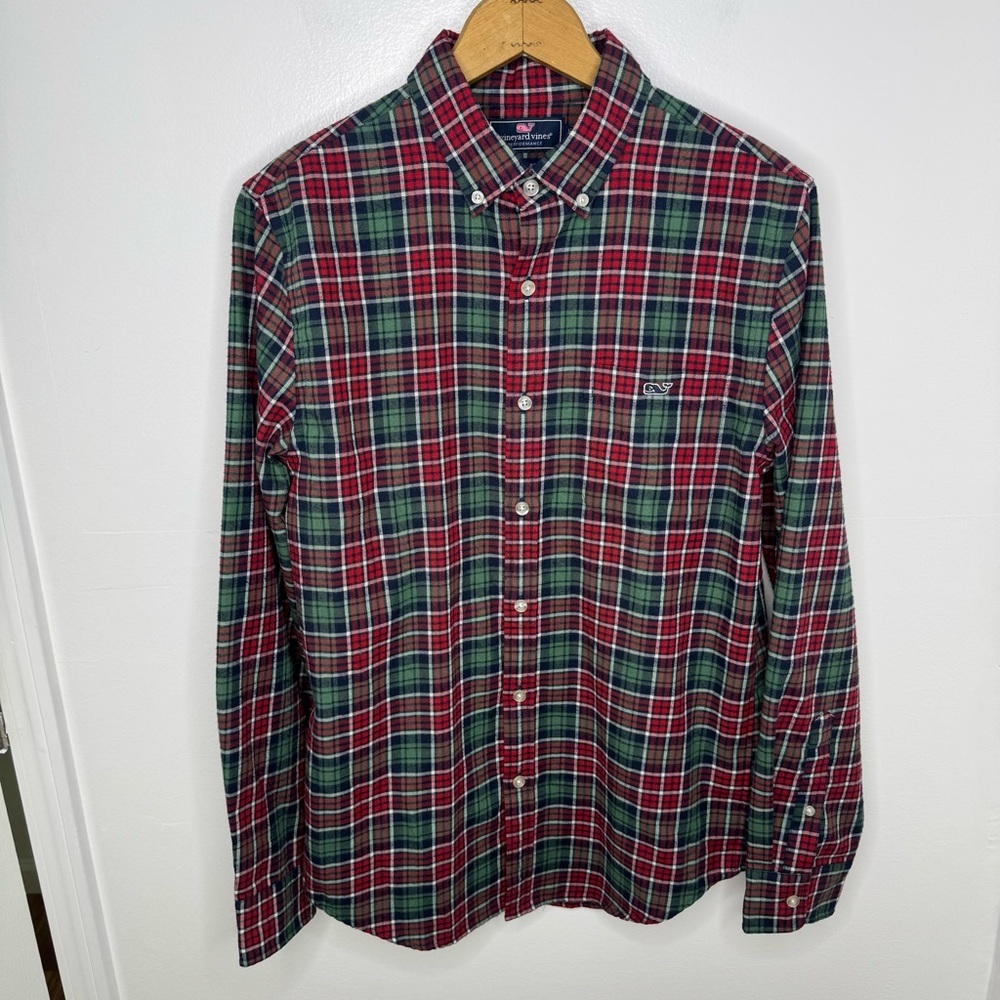 Vineyard Vines Men's Plaid Shirt - Red and Green